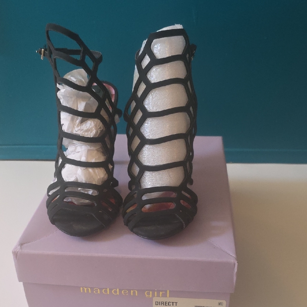 Madden Girl Black Caged Heels